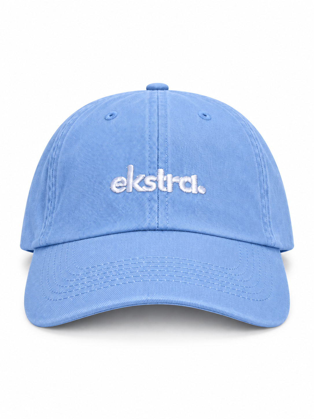 Pastel Blue Minimal Cap — White Embroidery