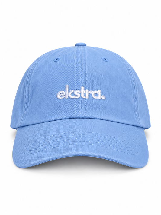 Pastel Blue Minimal Cap — White Embroidery