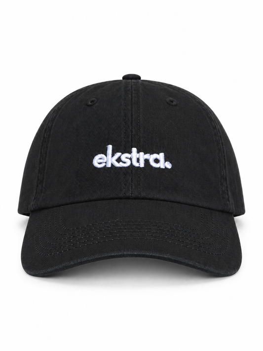 Black Minimal Cap — White Embroidery
