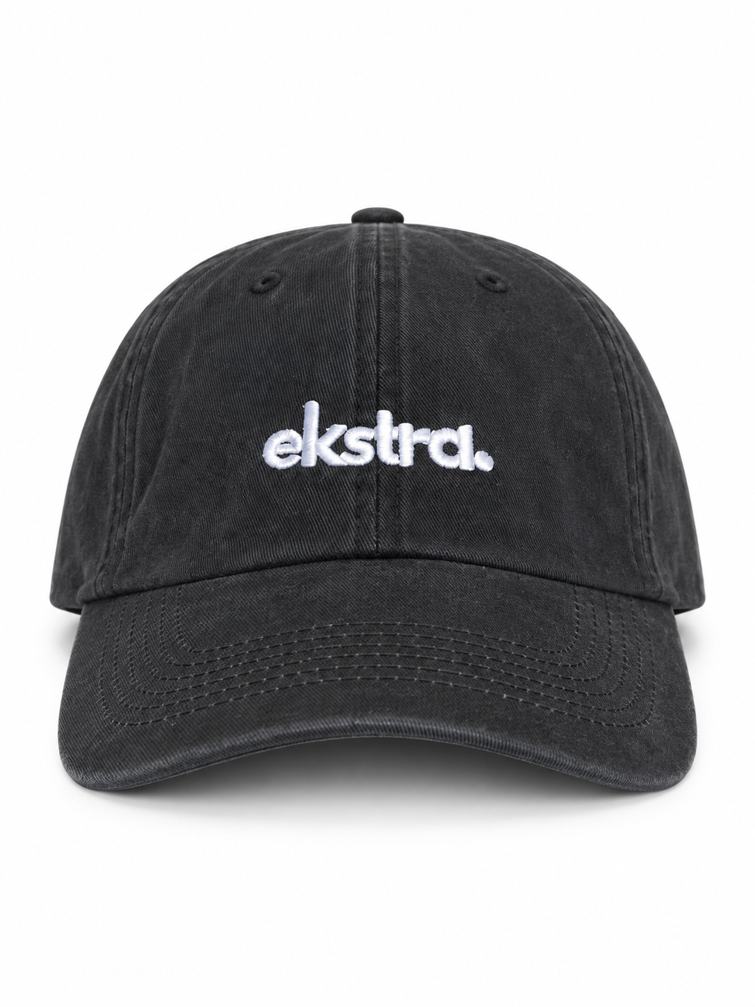 Washed Charcoal Minimal Cap — White Embroidery