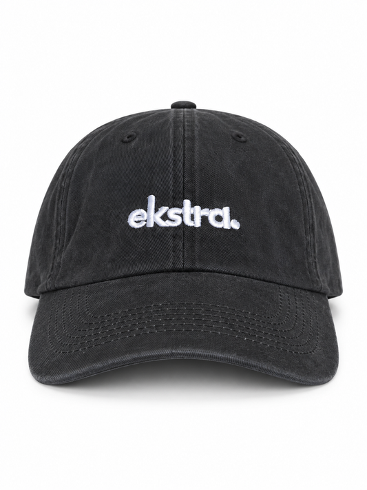 Washed Charcoal Minimal Cap — White Embroidery